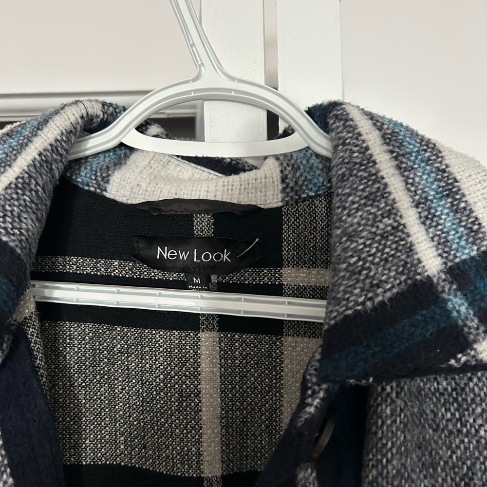 New Look Women's Checkered Utility Jacket - Navy and Cream - Picture 2 of 2